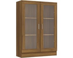 White-Label® Vitrinekast met Glas - Dressoir Kasten - Opbergkast - Bruin