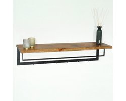 White-Label® Wandkapstok met Hoedenplank - Kapstok Hangend met Plank - Wandhaak - Bruin met zwart