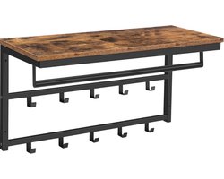 White-Label® Wandkapstok met Hoedenplank - Kapstok - Wandplank - Bruin met Zwart