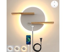 White-Label® Wandlamp Binnen met Snoer - Wandlamp met Stekker voor Binnen - met Dimbare Schakelaar - Industrieel en Vintage - Slaapkamer Bedlampje