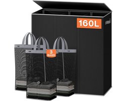 White-Label® Wasmand 3 Vakken – Wassorteerder Uitschuifbaar – Was Organizer – Premium