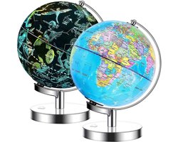 White-Label® Wereldbol Met Verlichting - Led Lamp Kinderen - Bureaulamp -Veelkleurig