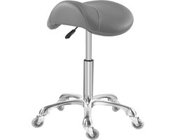 White-Label® Zadelkruk op Wielen - Kapperskruk Ergonomisch - Tabouret - Grijs