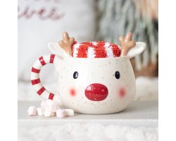 white Rudolph Reindeer & sock - something different
