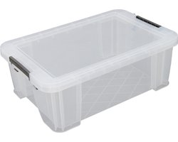 Whitefurze Opbergbox - 15 liter - Transparant - 47 x 30 x 17 cm - kunststof - opslag oplossingen - kist - met deksel
