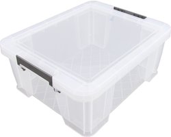 Whitefurze Opbergbox - 24 liter - Transparant - 48 x 38 x 19 cm - kunststof - opslag oplossingen - kist - met deksel