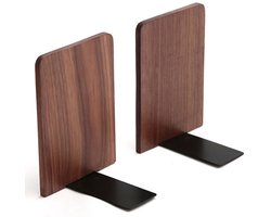 WHOUSE Boekensteun – Standaard – Houder - Steunen - Hout - Walnoot - 2 tuks - 19x12cm