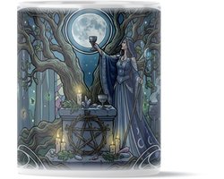 Wicca Mok "Moon Priestess" – Magische Heks & Volle Maan – Altaar met Pentagram – Uniek Art Nouveau Design – Vrouwelijke Fantasy & Magie Fan Boekenlezer – Spiritueel Natuur Symbolen Cadeau voor Valentijnsdag voor Vriendin of Vrouw