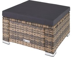Wicker Hocker met Kussen - Weerbestendige Tuinmeubel voor Balkon en Terras - Diverse Kleuren