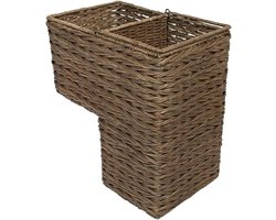 Wicker Stair Basket - Opbergmand Trap - Spullen Vervoeren - Handgeweven Rotan - 38 cm Lengte - Koffiebruin