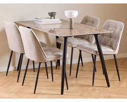 Wicklow eethoek tafel met 4 stoelen bruin, beige.