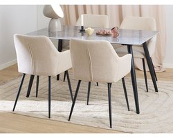 Wicklow eethoek tafel met 4 stoelen grijs, beige.