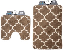 Wicotex - Badmat set met Toiletmat - WC mat met uitsparing Marseille Taupe - Antislip onderkant