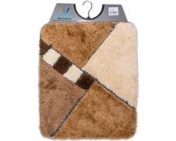 Wicotex - Bidetmat - WC mat - Toiletmat Bruin Beige schuin geblokt - Badmat - Antislip onderkant - Afmeting 50x60cm