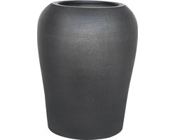 Wicotex - Bloempot Gibraltar - Bloempotten - Kleur Zwart - Afmeting 55x70cm - Gemaakt van Steen - Voor binnen en buiten gebruik