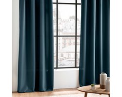 Wicotex - Gordijnen - Kant en klaar - Met ringen - 140x260cm - Blauw - 2stuks