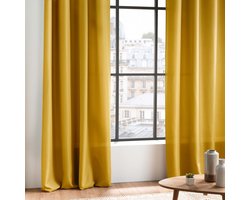 Wicotex - Gordijnen - Kant en klaar - Met ringen - 140x260cm - Geel - 2stuks
