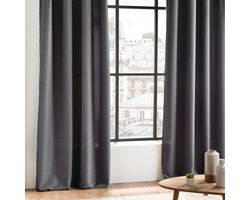 Wicotex - Gordijnen - Kant en klaar - Met ringen - 140x260cm - Grijs - 2stuks