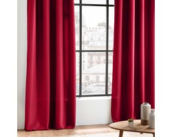 Wicotex - Gordijnen - Kant en klaar - Met ringen - 140x260cm - Rood - 2stuks