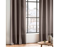 Wicotex - Gordijnen - Kant en klaar - Met ringen - 140x260cm - Taupe - 2stuks