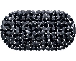 Wicotex grijze anti-slip badmat - 68 x 35 cm - ovaal - Badkuip mat - Schimmelbestendig - Anti-slip grip mat voor douche/bad