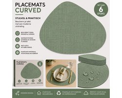 Wicotex - Placemats Zak curved Groen per 6 stuks - Placemats Taupe - Placemats antislip - Placemats afmeting 34x42cm