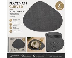 Wicotex - Placemats Zak curved Zwart per 6 stuks - Placemats Taupe - Placemats antislip - Placemats afmeting 34x42cm
