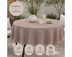 Wicotex - Tafelkleed - Buitentafelkleed - Campingtafelkleed voor buiten - Model rond - Kleur taupe - Afmeting 160cm