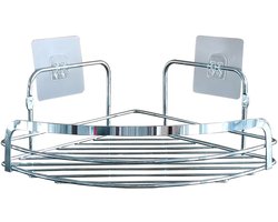 Wicotex - Zeepbakje Hoekmodel metaal met 2 plakstrippen - Chrome - Zeepbakje zonder boren