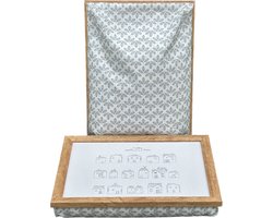 Widdop Laptray - Schootdienblad - Schootkussen - met Houten Rand - Happy Home - 41x31x6,4 cm