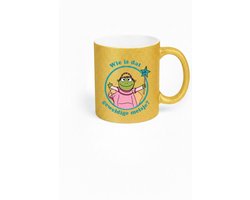 Wie Is Dat Geweldige Meisje Mok 330ml – Gouden Keramische Koffiemok met Schattig Prinses Kikker Design – Grappig Nederlands Girl Power Cadeau