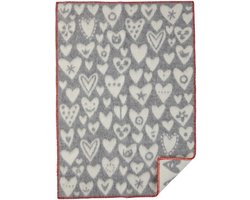 Wiegdeken lamswol Baby Heart grijs- 65x90cm
