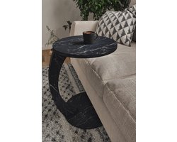 Wiel C Tafel - Banktafel - 17-03 - Bijzettafel - Nesttafel - Servicetafel - Zwart en Marmer