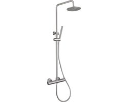 Wiesbaden 304 RVS Douchesysteem - Regendouche ø 20 cm - Incl. Thermostaatkraan - 15cm Hartafstand