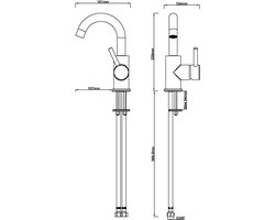 Wiesbaden Caral Draaibare Wastafel kraan - Gunmetal