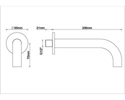 Wiesbaden Caral Inbouw Baduitloop 20 cm. - Geborsteld Koper