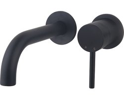 Wiesbaden Caral wastafelmengkraan - inbouw - eenhendel - afbouwdeel - zwart mat