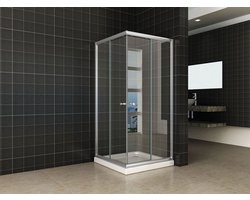 Wiesbaden Douchecabine - 90x90 - Vierkant - Chroom - Schuifdeur - Hoekinstap