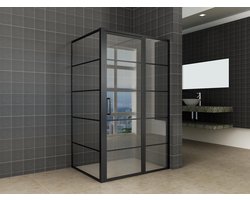 Wiesbaden Douchecabine Horizon compleet met mat zwart raster 90 x 120 x 200 cm deur links