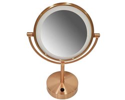 Wiesbaden Home Staande Scheerspiegel met Led 20 cm. - Geborsteld Koper