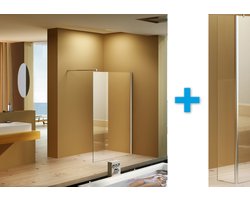 Wiesbaden Inloopdouche met Zijwand Nano 80 x 30 cm. - 8 mm. Helder Glas