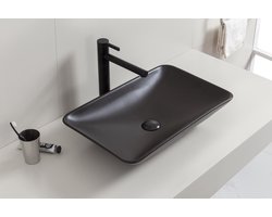 Wiesbaden Kare Opzetwastafel 58 x 36 cm. - Mat Zwart