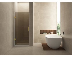Wiesbaden Less Nisdeur - 800x2000x8mm - Nano Vintage Brons Glas - Geborsteld Messing
