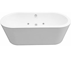 Wiesbaden Libero Vrijstaand Whirlpool Ligbad 170X80 Cm Acryl Glans Wit Met Waste Chroom