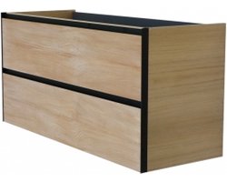 Wiesbaden Lotus wastafelonderkast met 2 laden 100x45,2 cm naturel eik/mat zwart