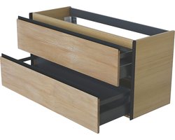 Wiesbaden Lotus wastafelonderkast met 2 laden 120x45,2 cm naturel eik/mat zwart
