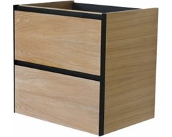 Wiesbaden Lotus wastafelonderkast met 2 laden 60x45,2 cm naturel eik/mat zwart