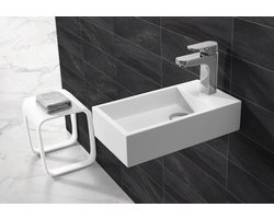 Wiesbaden Maria solid surface fontein kraangat rechts 40x20x10cm mat wit