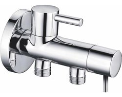 Wiesbaden Minimal Dubbele Hoekstopkraan 1/2" x 3/8" x 3/8" - Chroom