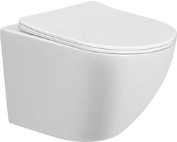 Wiesbaden Nibiru Rimless Verkort Wandcloset 48 cm. + Softclose Zitting - Wit